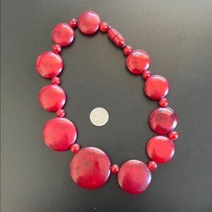Vibrant Red Beaded Statement Necklace